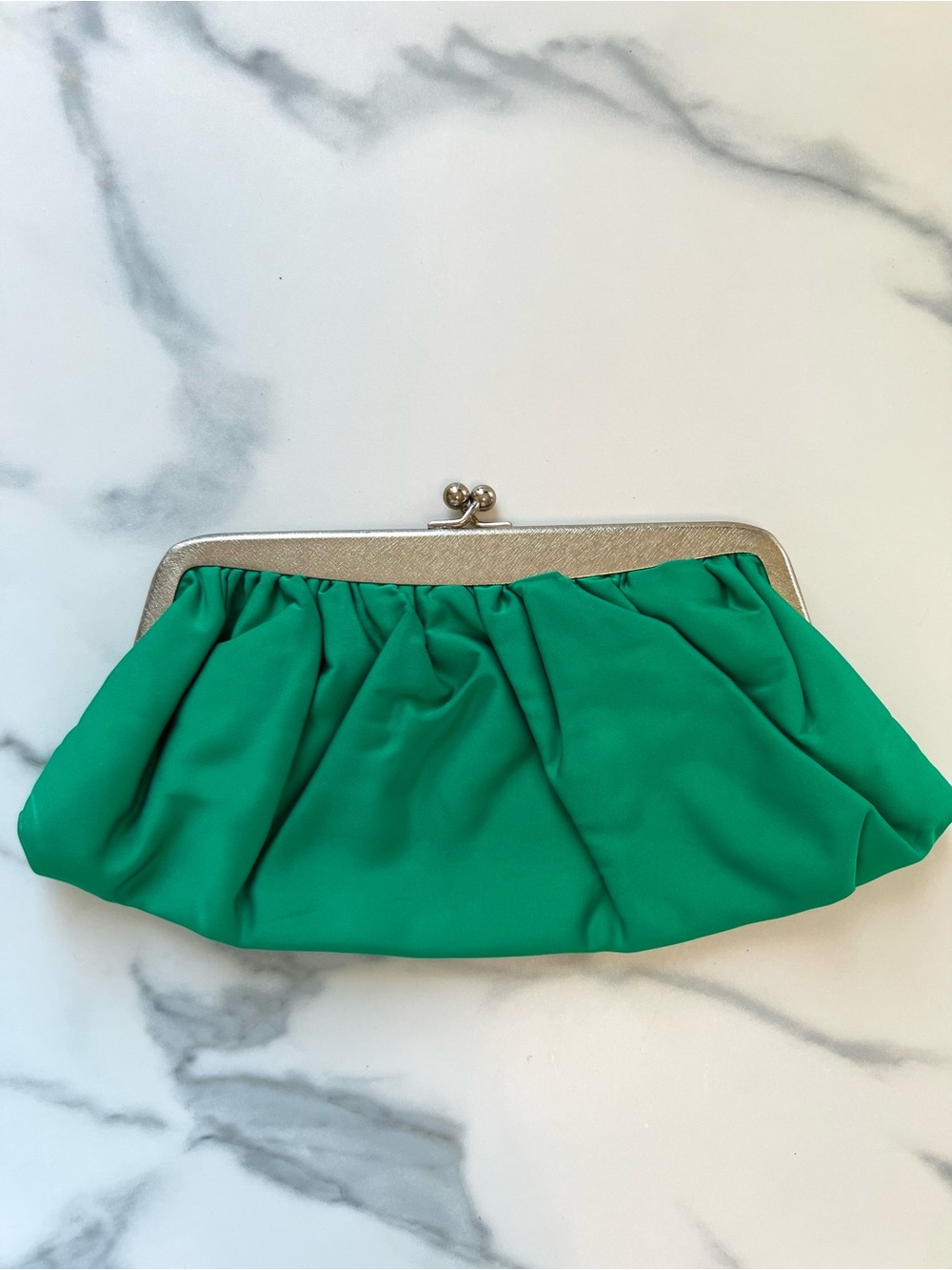 Vintage Emerald Green Textile Evening Clutch Bag 1960s